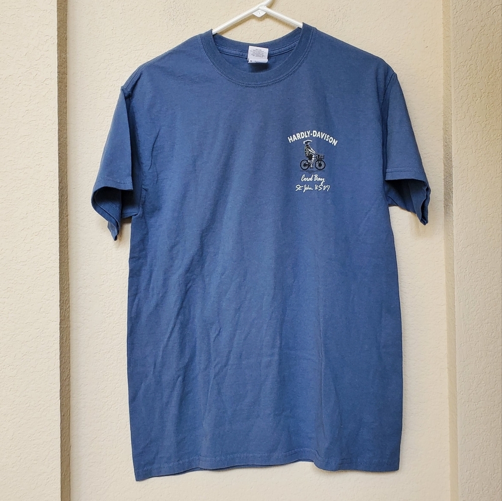 Harley-Davidson Blue Men's T-Shirt. Size Medium